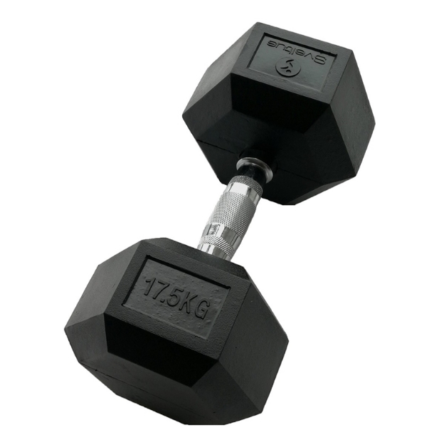 Poza cu Gantera hexagonala cauciucata, 17.5 kg, Sveltus