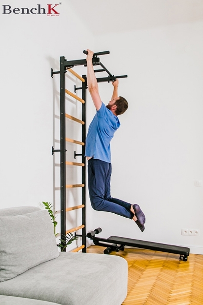 Poza cu Spalier BenchK 721B+A076,  cu bara de tractiune fixa din otel si accesorii gimnastica