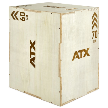 Poza cu Plyo Box ATX lemn natur 50 / 60 / 70 cm – cutie pliometrică profesională 3 în 1