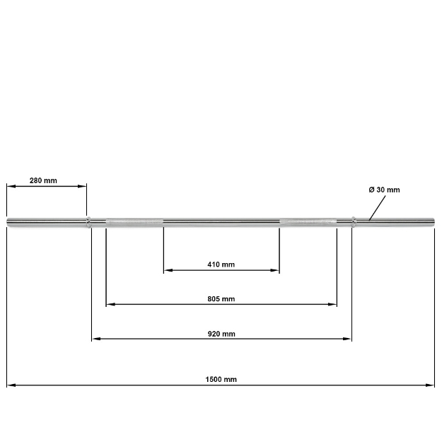 Poza cu Bară dreaptă 30 mm x 150 cm - prindere netedă