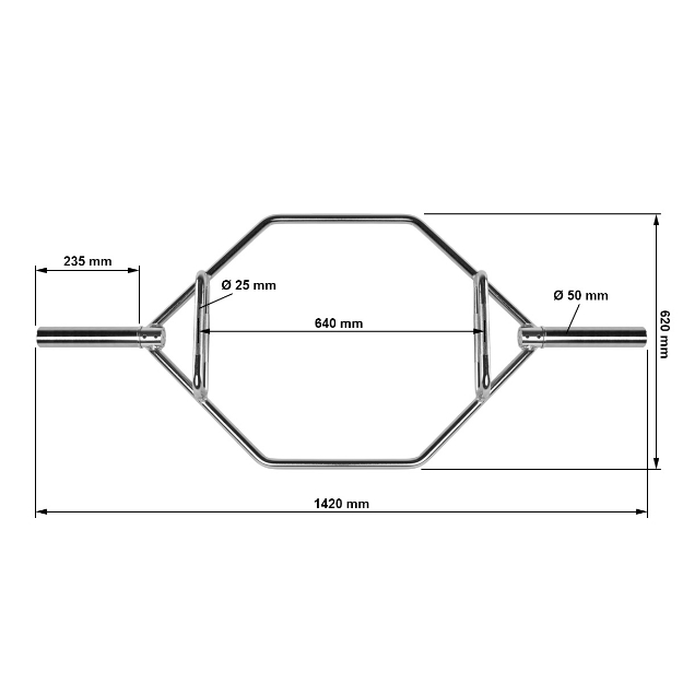Poza cu Hex Bar cromată pentru antrenament | Bară hexagonală B-Ware Megafitness Shop