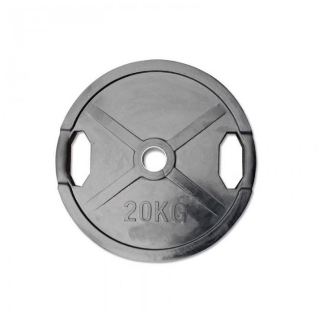Poza cu Discuri greutate cauciucate cu gripper - 50 mm - negru - 20 kg