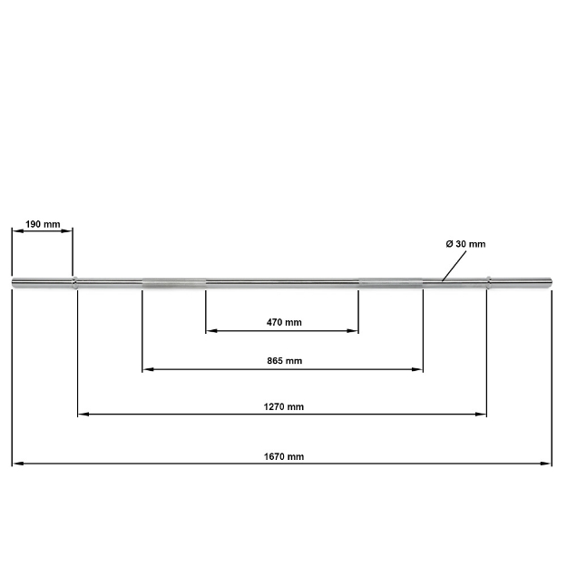 Poza cu Bară haltere 30 mm x 167 cm - prindere netedă