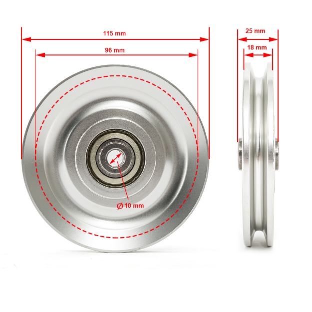 Poza cu Poulie / Rolă de ghidaj - Aluminiu Ø 115 mm