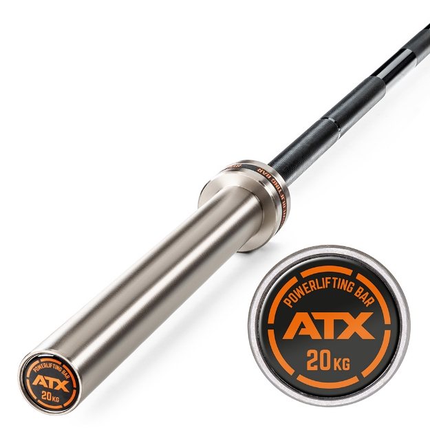 Poza cu ATX Powerlifting Training Bar - 165K - Black Oxid/Chrom - Bara de powerlifting antrenament