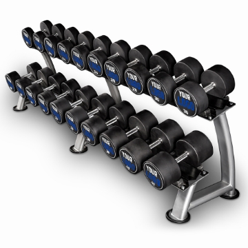 Poza cu Set de gantere poliuretan - Logo client - increment de 2 kg - gantere compacte 4 - 40 kg