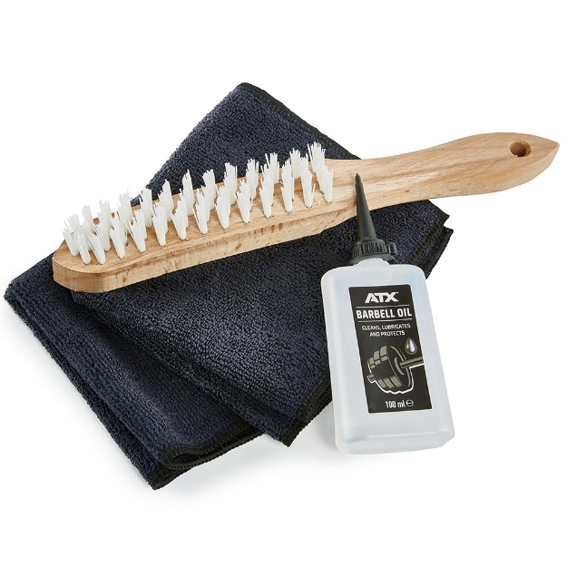 Poza cu Set de Îngrijire pentru Bare - ATX Barbell Oil, 2 lavete din microfibră și perie