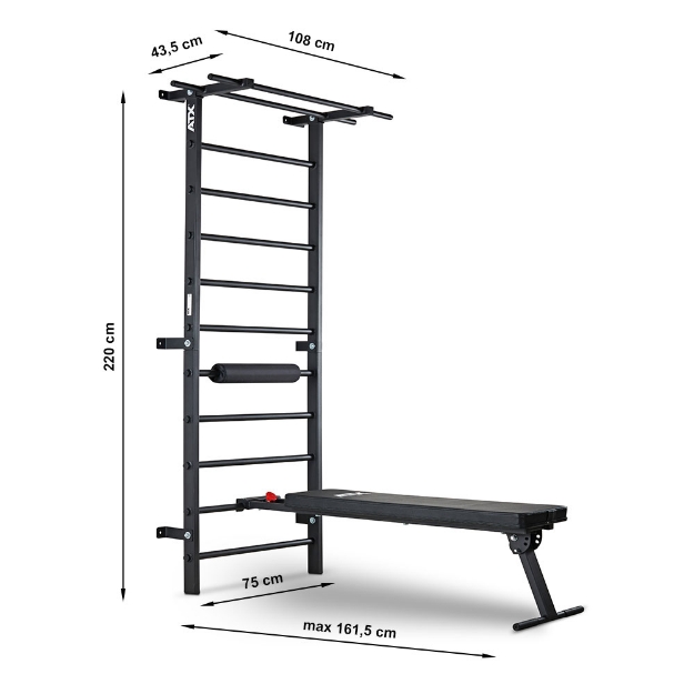 Poza cu ATX Wall Bar Gym cu bancă - Sprossenwand multifuncțională pentru exerciții acasă