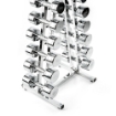 Poza cu Piramida suport gantere cromate compactă pentru sală - R-3001