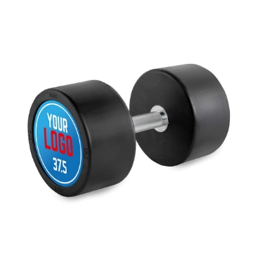 Poza cu Dumbbell din cauciuc 37.5 kg cu Logo Client – ATX