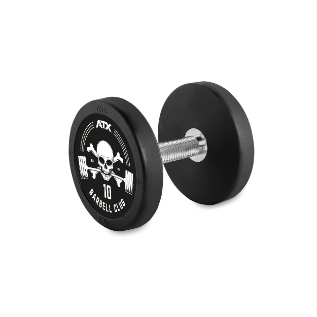 Poza cu Gantera cauciucata 10 kg cu logo Barbell Club ATX