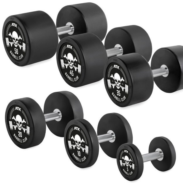Poza cu Gantera cauciucata 60 kg - ATX Barbell Club Logo