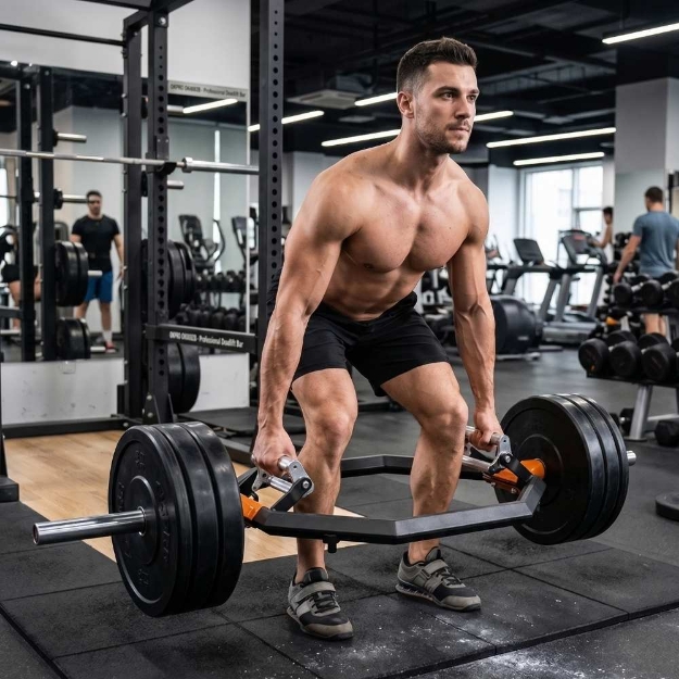 Poza cu Bară Hexagonală Trap Bar OKPRO OK6082B – Bară Deadlift Profesională