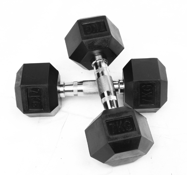 Poza cu Gantere Hexagonale Profesionale din Cauciuc – Seturi 5-50kg