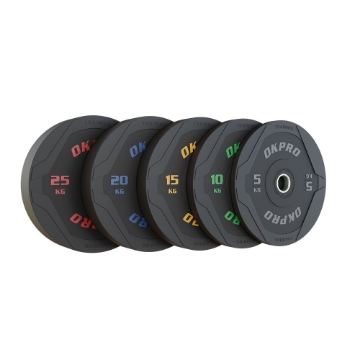 Poza cu Discuri Bumper Plate Cauciuc Negre OK2006-10 – Olimpice 50MM, 5–25 KG