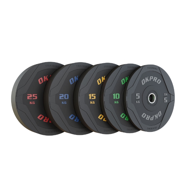 Poza cu Discuri Bumper Plate Cauciuc Negre OK2006-10 – Olimpice 50MM, 5–25 KG